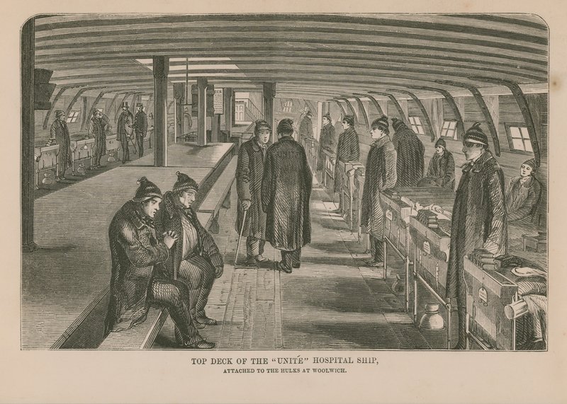 Pont supérieur du navire-hôpital Unite - English School