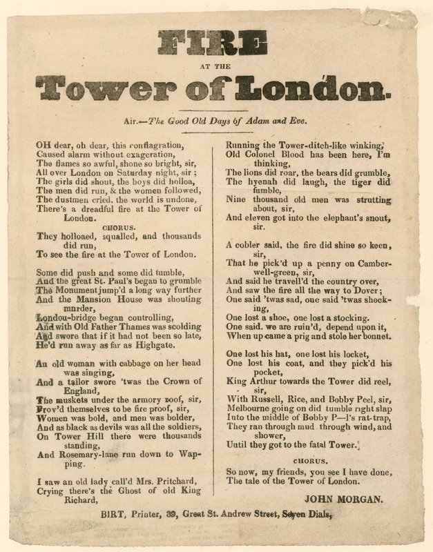 Incendie de la tour de Londres, 1841 - English School