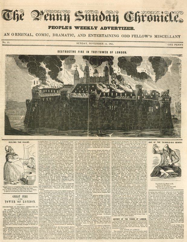 Incendie de la tour de Londres, 1841 - English School