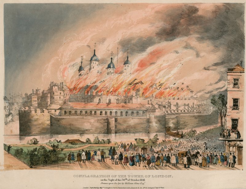Incendie de la tour de Londres, 1841 - English School