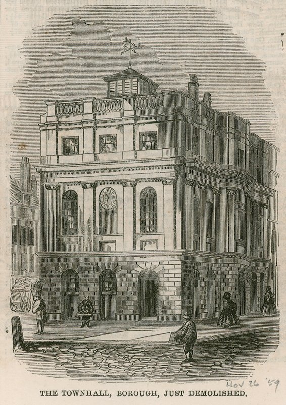 Hôtel de ville, Borough High Street, Southwark, Londres, récemment démoli - English School