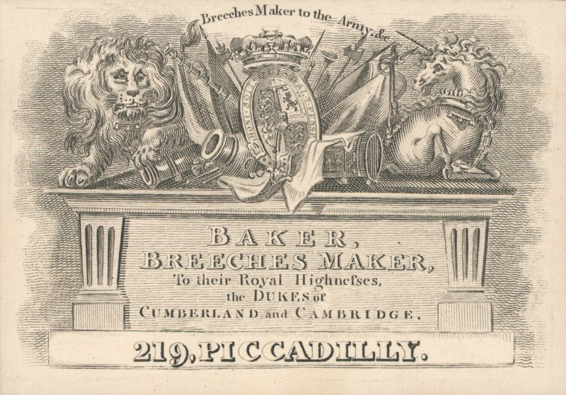 Carte de visite de Baker, fabricant de culottes - English School