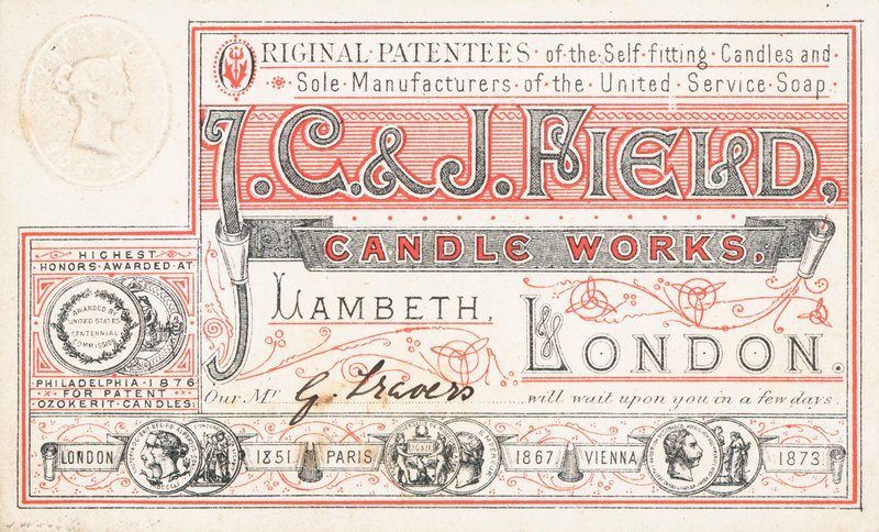 Carte de visite, J C et J Field Candle Works - English School