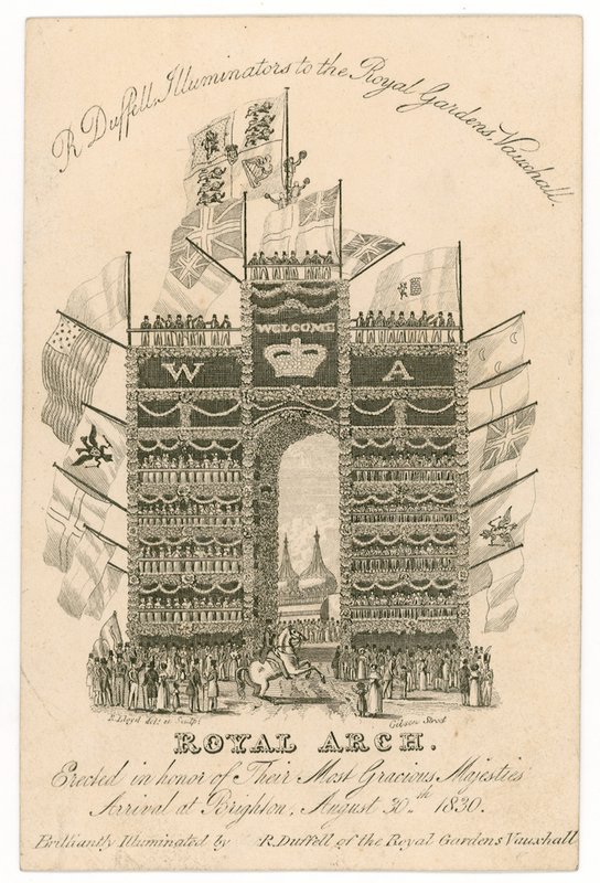 Carte de visite pour R Duffell, illuminateurs des jardins royaux de Vauxhall - English School