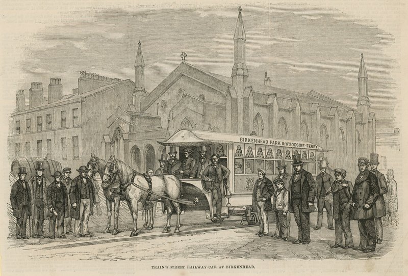 Trains de tramway de rue à Birkenhead - English School