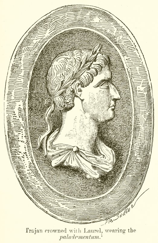 Trajan couronné de laurier, portant le paludamentum - English School