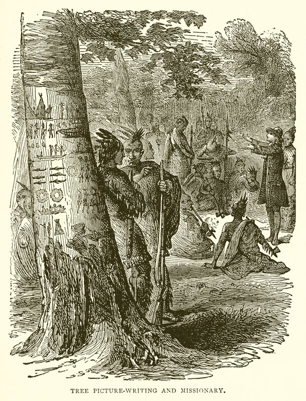 Écriture picturale sur arbre et missionnaire - English School