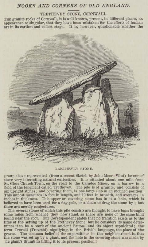 Pierre de Trethevey, Cornouailles (gravure) - English School