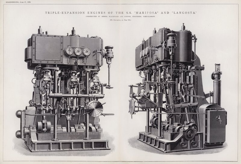 Moteurs à triple expansion du SS "Mariposa" et "Langosta" - English School