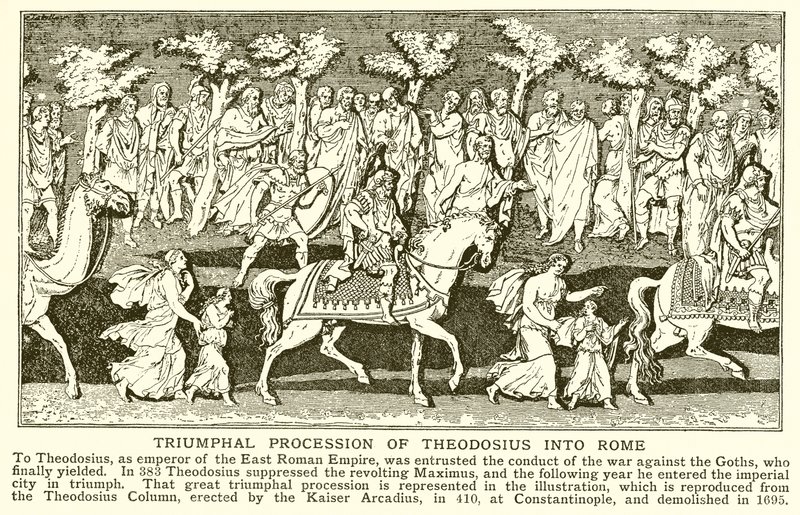 Procession triomphale de Théodose à Rome - English School