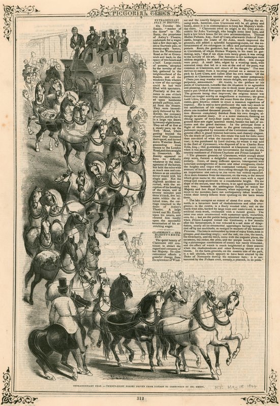 Vingt-huit chevaux conduits de Londres à Greenwich par M. Emidy - English School