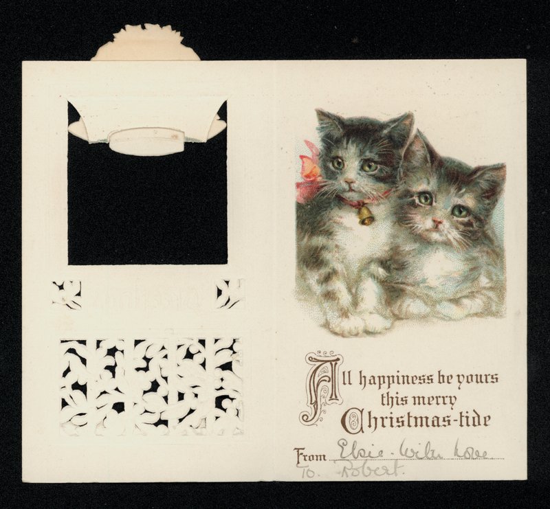 Deux chatons, carte de vœux de Noël - English School