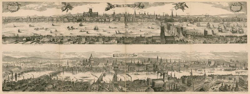 Deux vues de Londres : 1616 et 1890 - English School