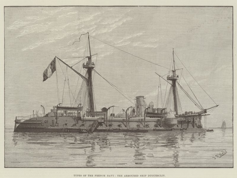 Types de la marine française, le navire blindé Duguesclin (gravure) - English School