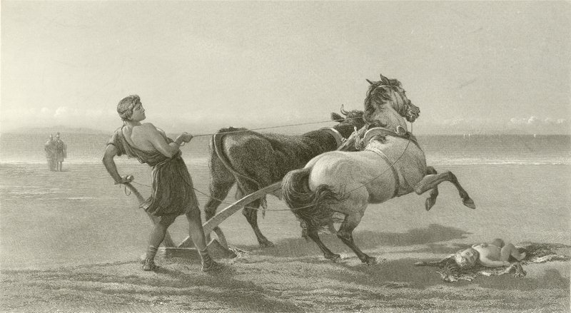 Ulysse labourant le rivage (gravure) - English School