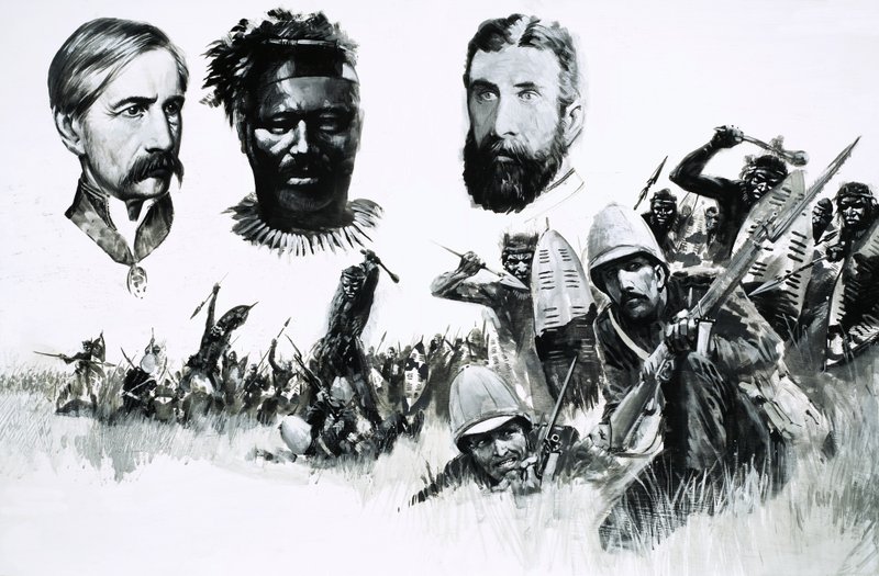Chasseurs britanniques non identifiés et guerriers autochtones - English School