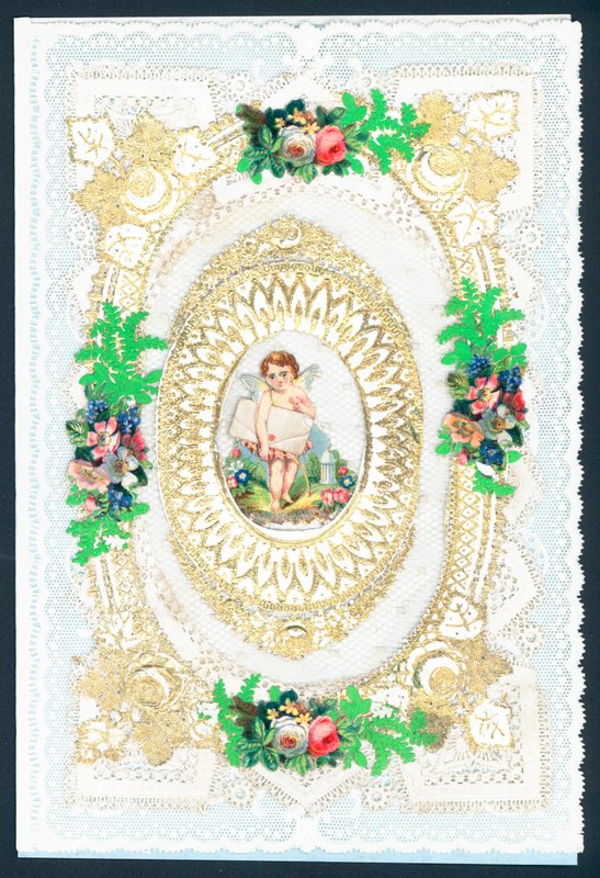 Carte de Saint-Valentin avec Cupidon tenant une lettre - English School