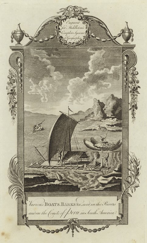 Divers bateaux, barques, etc., utilisés dans les rivières et sur les côtes du Pérou en Amérique du Sud - English School