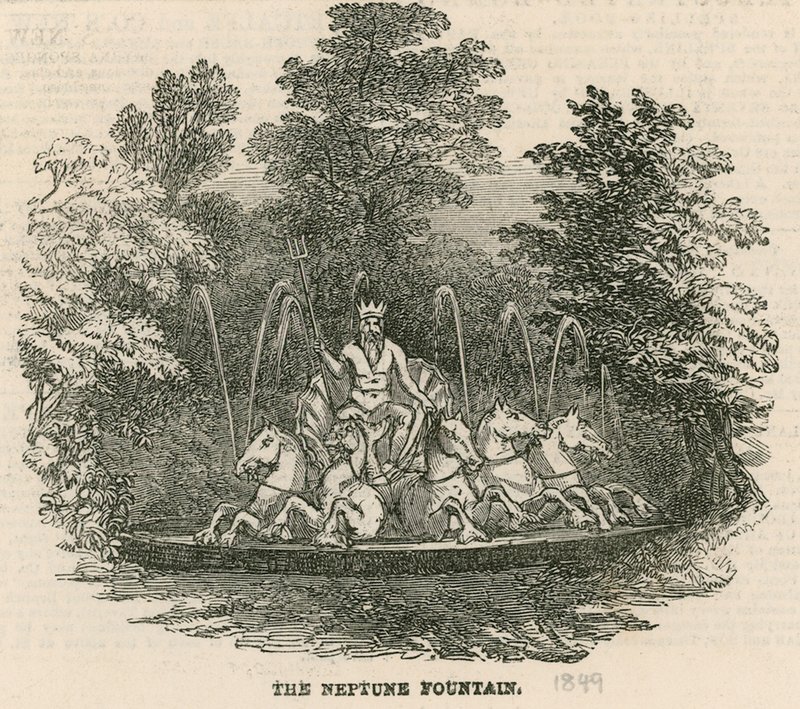 Jardins de Vauxhall, Londres : La fontaine de Neptune - English School