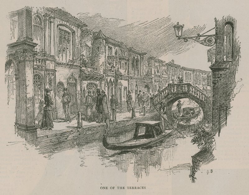 Venise à Londres : Croquis à Olympia - Une des terrasses - English School