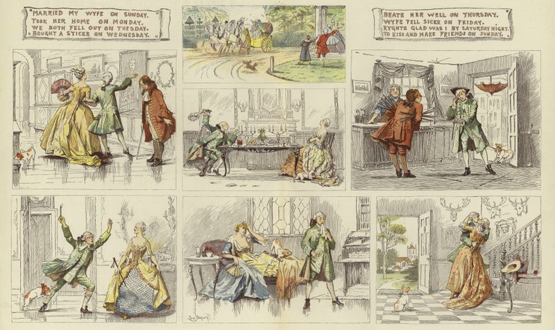 Vers sur le mariage du numéro de Noël de The Graphic (gravure en couleur) - English School