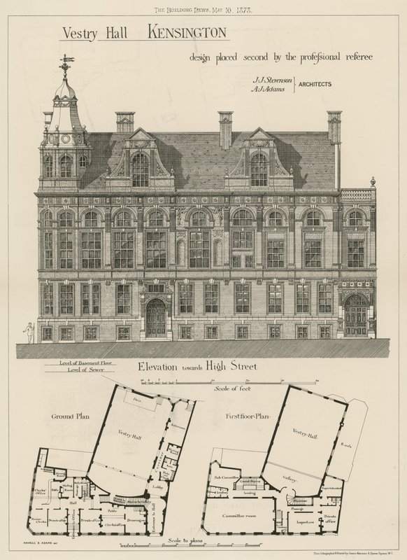 Salle de la vestry, Kensington, conception placée deuxième par l