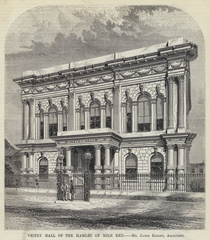 Salle de la paroisse de Mile End (gravure) - English School