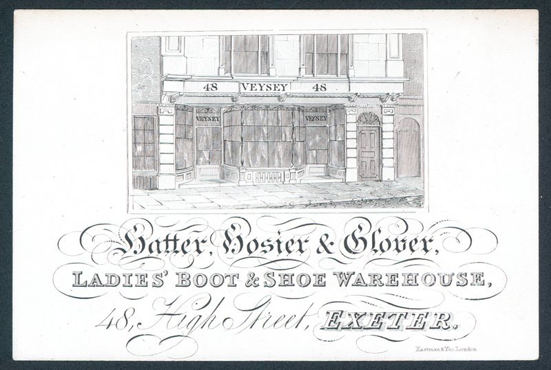 Veysey, chapelier, bonnetier et gantier, carte de visite - English School