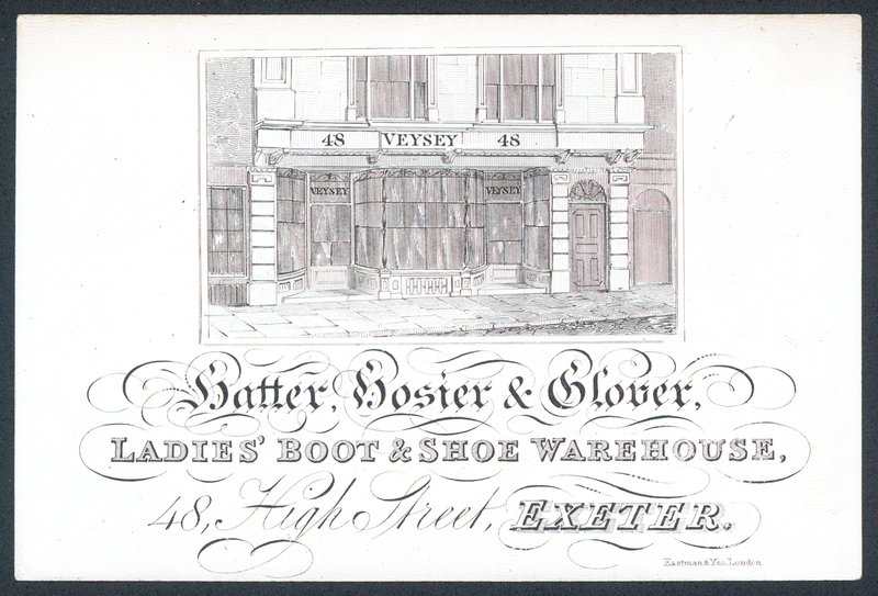 Veysey, chapelier, bonnetier et gantier, carte de visite - English School