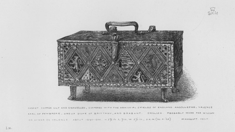 Musée Victoria et Albert : Coffret, cuivre doré et émaillé, décoré des armoiries de l