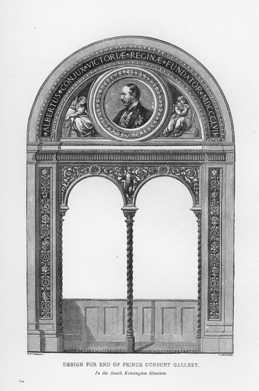 Musée Victoria et Albert : Dessin pour la fin de la galerie du Prince Consort (gravure) - English School