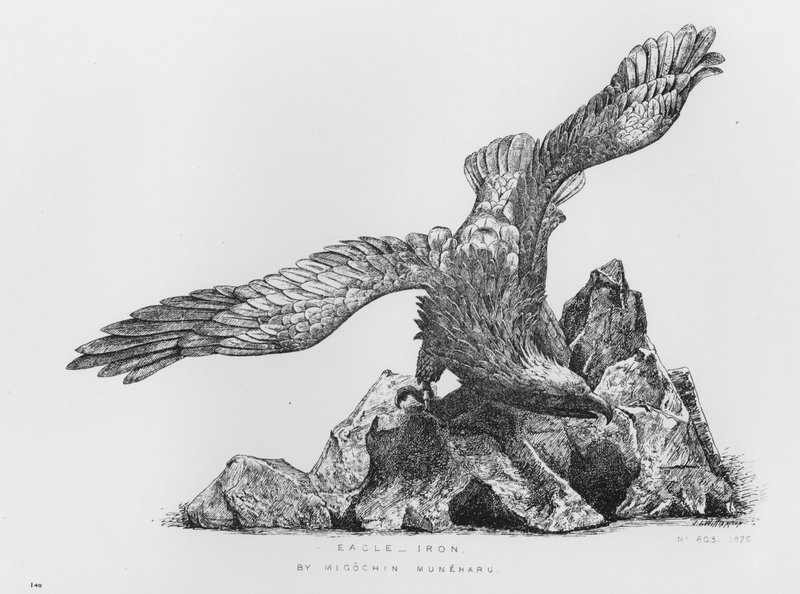 Musée Victoria et Albert : Aigle, fer, par Migochin Muneharu (gravure) - English School