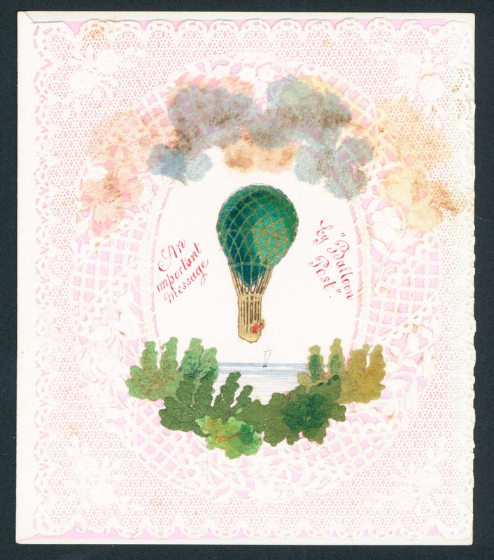 Carte de vœux victorienne - un message important par poste ballon - English School