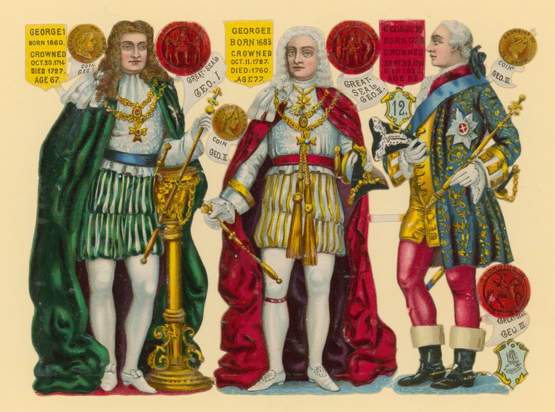 Image victorienne : Roi George Ier, Roi George II, Roi George III - English School