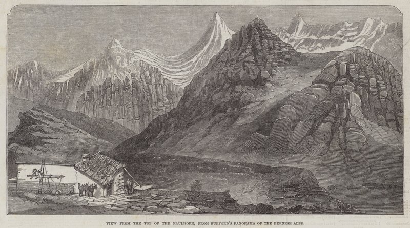 Vue du sommet du Faulhorn, du panorama de Burford des Alpes bernoises (gravure) - English School