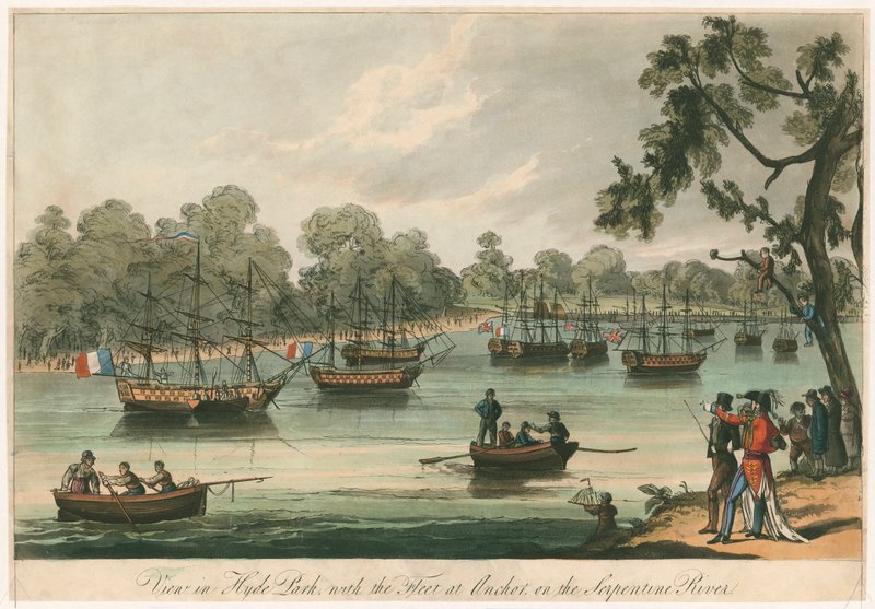 Vue dans Hyde Park avec la flotte à l
