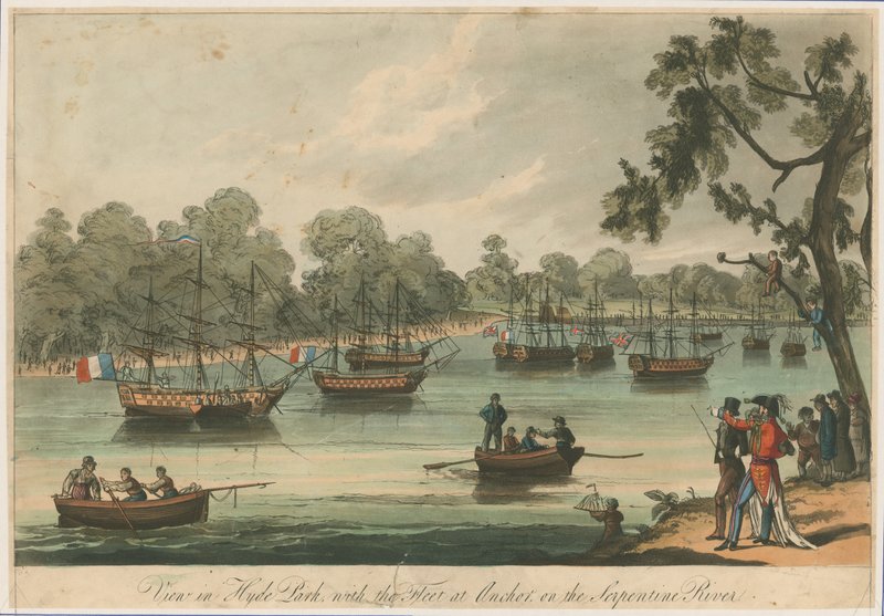 Vue dans Hyde Park avec la flotte à l