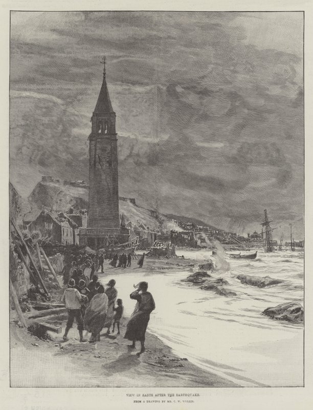 Vue de Zante après le tremblement de terre (gravure) - English School