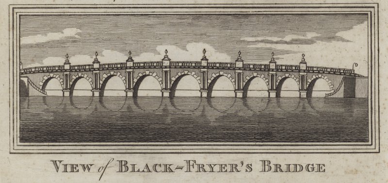 Vue du pont de Blackfriars, Londres (gravure) - English School