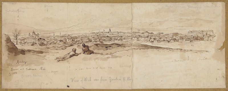 Vue de Nis depuis les collines de Goritza, Serbie - English School