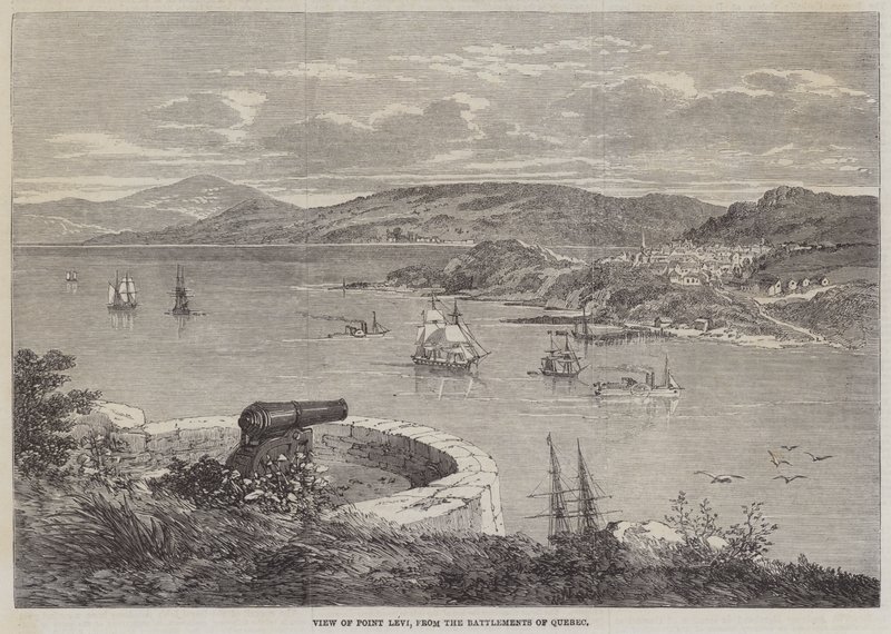 Vue de Point Levi, depuis les remparts de Québec (gravure) - English School