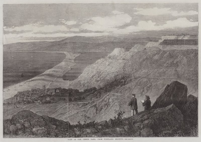 Vue de la Chesil Bank, depuis Portland Heights - English School