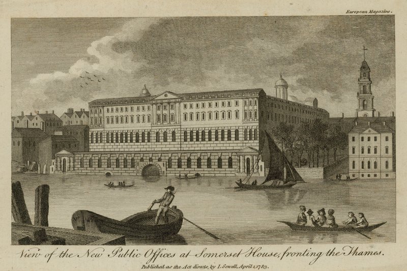 Vue des nouveaux bureaux publics à Somerset House, face à la Tamise - English School