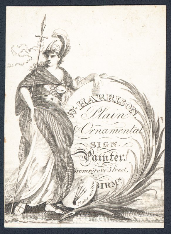 Carte de visite de W Harrison, peintre de panneaux simples et ornementaux - English School