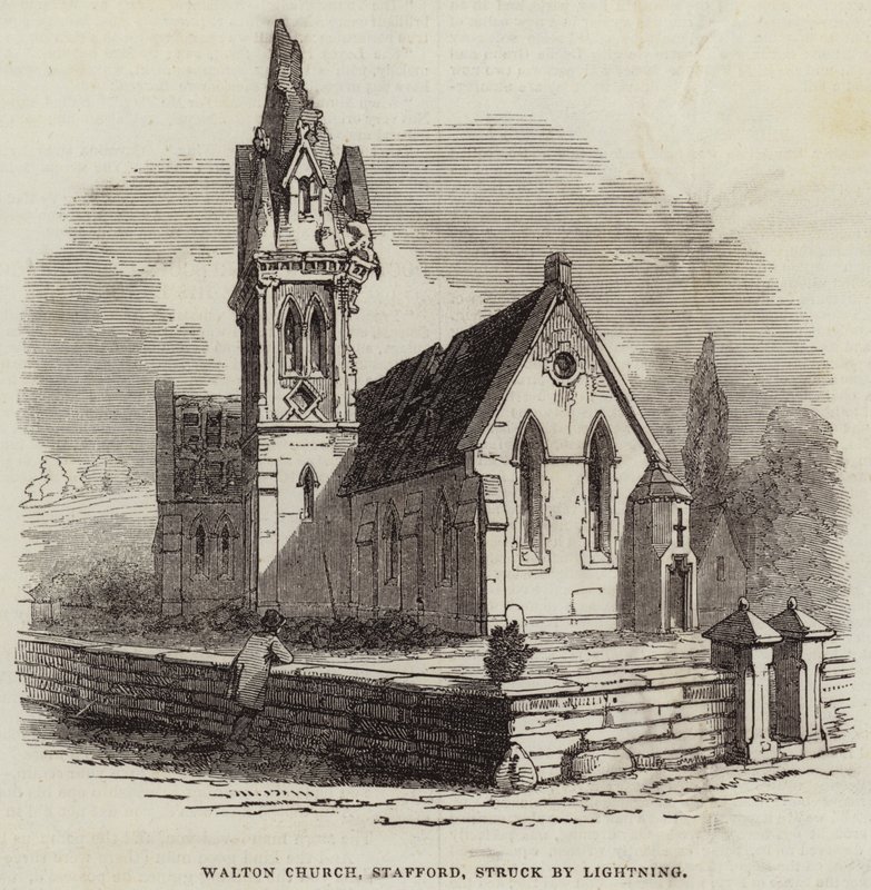 Église de Walton, Stafford, frappée par la foudre - English School