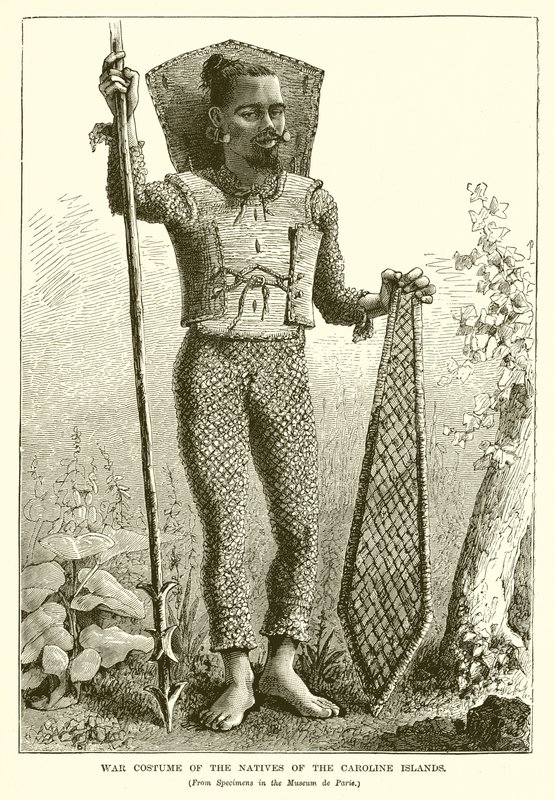 Costume de guerre des indigènes des îles Carolines - English School