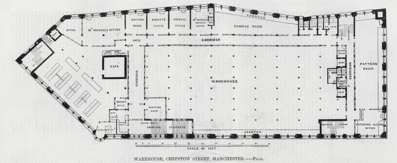 Entrepôt, rue Chepstow, Manchester (gravure) - English School
