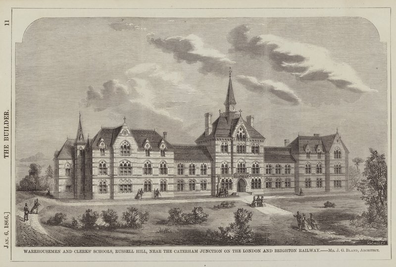 Écoles des Commis et Employés, Russell Hill, près de la jonction de Caterham à Londres (gravure) - English School