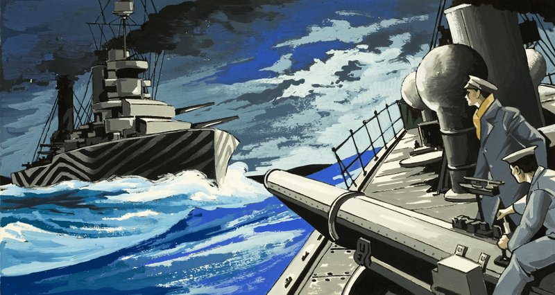 Bataille de navires de guerre en mer - English School