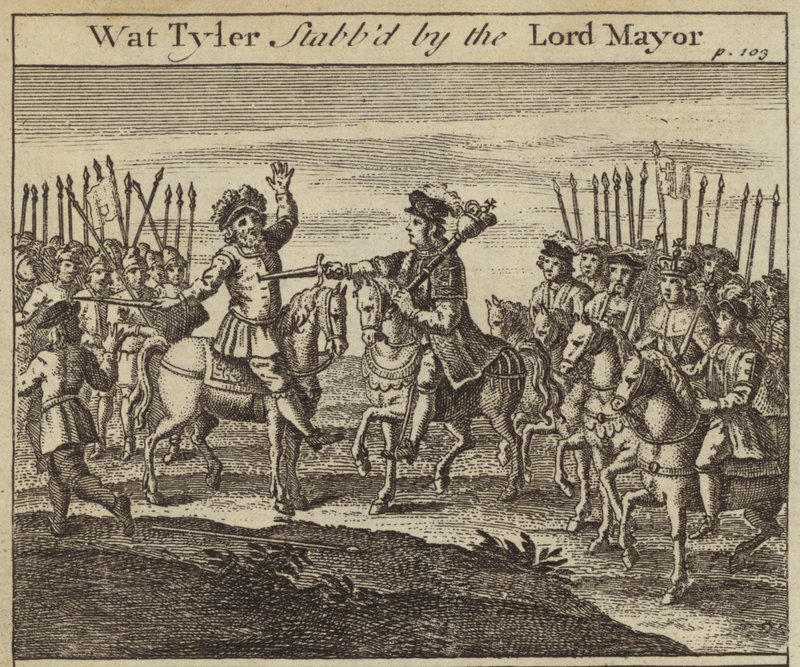 Wat Tyler poignardé par William Walworth, maire de Londres, Révolte des paysans, 1381 - English School